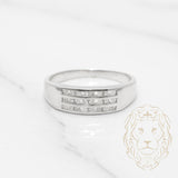 Bague - Or 10K blanc trois rangées diamants naturels 0.15CT sertis en canal - RIGD160