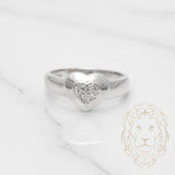 Bague - Or 14K blanc coeur pavé de diamants naturels 0.12CT - RIGD161