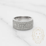 Bague - Or 14K blanc semi-éternité motif pavé de diamants naturels 0.65CT - RIGD162
