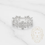 Bague - Or 14K blanc éternité fleurs pavé de diamants naturels 0.70CT - RIGD163