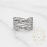Bague - Or 10K blanc bandes entrelacées pavé de diamants naturels 1.00CT - RIGD165