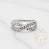 Bague - Or 10K blanc bandes croisées infini pavé de diamants naturels 0.25CT - RIGD166