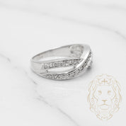 Bague - Or 10K blanc bandes croisées infini pavé de diamants naturels 0.25CT - RIGD166