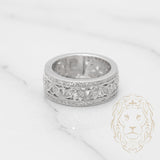 Bague - Or 18K blanc éternité motif de feuille pavé de diamants naturels 1.20CT - RIGD167