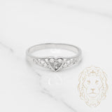 Bague - Or 10K blanc coeur sertie d'un diamant naturel 0.02CT - RIGD172