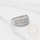 Bague - Or 10K blanc trois rangées serties de diamants naturels 1.20CT - RIGD173