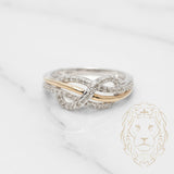 Bague - Or 10K deux tons blanc & jaune infini entrelacé pavé de diamants naturels 0.25CT - RIGD175
