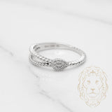 Bague - Or 10K blanc pierre composite en forme de poire avec bande perlée pavé de diamants naturels 0.05CT - RIGD177