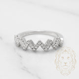 Bague - Or 14K blanc semi-éternité zigzag pavé de diamants naturels 0.20CT - RIGD181