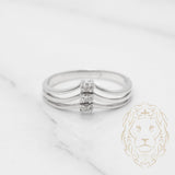 Bague jonc - Or 10K blanc diamants naturels 0.12CT sertis en canal - RIGD183