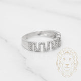 Bague - Or 10K blanc zigzag carré pavé de diamants naturels 0.25CT - RIGD186