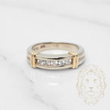 Bague - Or 10K deux tons blanc & jaune diamants naturels 0.18CT sertis en canal - RIGD187