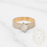 Bague de fiançailles - Or 10K deux tons jaune & blanc losange pavé de diamants naturels 0.40CT - RIGD193
