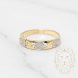 Bague - Or 10K deux tons jaune & blanc pièces de casse-tête pavé de diamants naturels 0.10CT - RIGD195