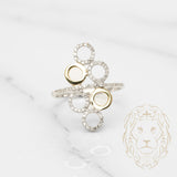 Bague cocktail - Or 10K deux tons jaune & blanc cercles pavé de diamants naturels 0.20CT - RIGD202