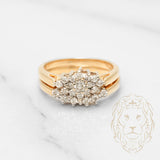 Bague de fiançailles - Or 14K deux tons jaune & blanc ensemble de mariage (2) diamants naturels 0.60CT en grappe & bande pavé - RIGD205