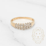 Bague - Or 10K deux tons jaune & blanc pyramide serties de diamants naturels 0.12CT - RIGD207