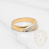 Bague jonc - Or 14K deux tons jaune & blanc pavé de diamants naturels 0.08CT - RIGD210