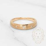 Bague jonc - Or 10K jaune trois pierres diamants naturels coupe brillants 0.06CT - RIGD215