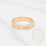 Bague jonc - Or 14K jaune hexagonal sertie d'un diamant naturel 0.05CT - RIGD216