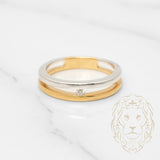 Bague jonc - Or 14K deux tons jaune & blanc diamant naturel 0.03CT serti sous tension - RIGD217