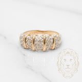 Bague - Or 10K deux tons jaune & blanc pavé de diamants naturels 0.15CT - RIGD218