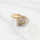 Bague de fiançailles - Or 10K deux tons jaune & blanc diamants naturels 0.12CT en grappe - RIGD219