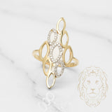 Bague cocktail - Or 10K deux tons jaune & blanc losanges pavé de diamants naturels 0.15CT - RIGD224