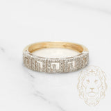 Bague - Or 10K deux tons jaune & blanc motif clé grecque pavé de diamants 0.15CT - RIGD225