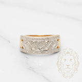 Bague - Or 10K deux tons jaune & blanc crisscross pavé de diamants naturels 0.12CT - RIGD227