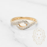 Bague - Or 10K deux tons jaue & blanc bandes pavé de diamants naturels 0.10CT - RIGD231