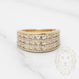 Bague - Or 10K jaune trois rangées de diamants naturels 1.20CT - RIGD234