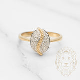 Bague - Or 10K deux tons jaune & blanc grain de café pavé de diamants naturels 0.10CT - RIGD237
