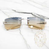 Lunettes Cartier –  Cartier Panthère argent avec verres coupe diamant or bleu dégradé - CT0058O-003