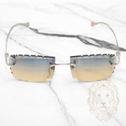Lunettes Cartier –  Cartier Panthère argent avec verres coupe diamant or bleu dégradé - CT0058O-003