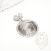Pendentif - Or 10K blanc photo & bail coeur brisé pavé de diamants de laboratoire 2.50TCW - PEGL059