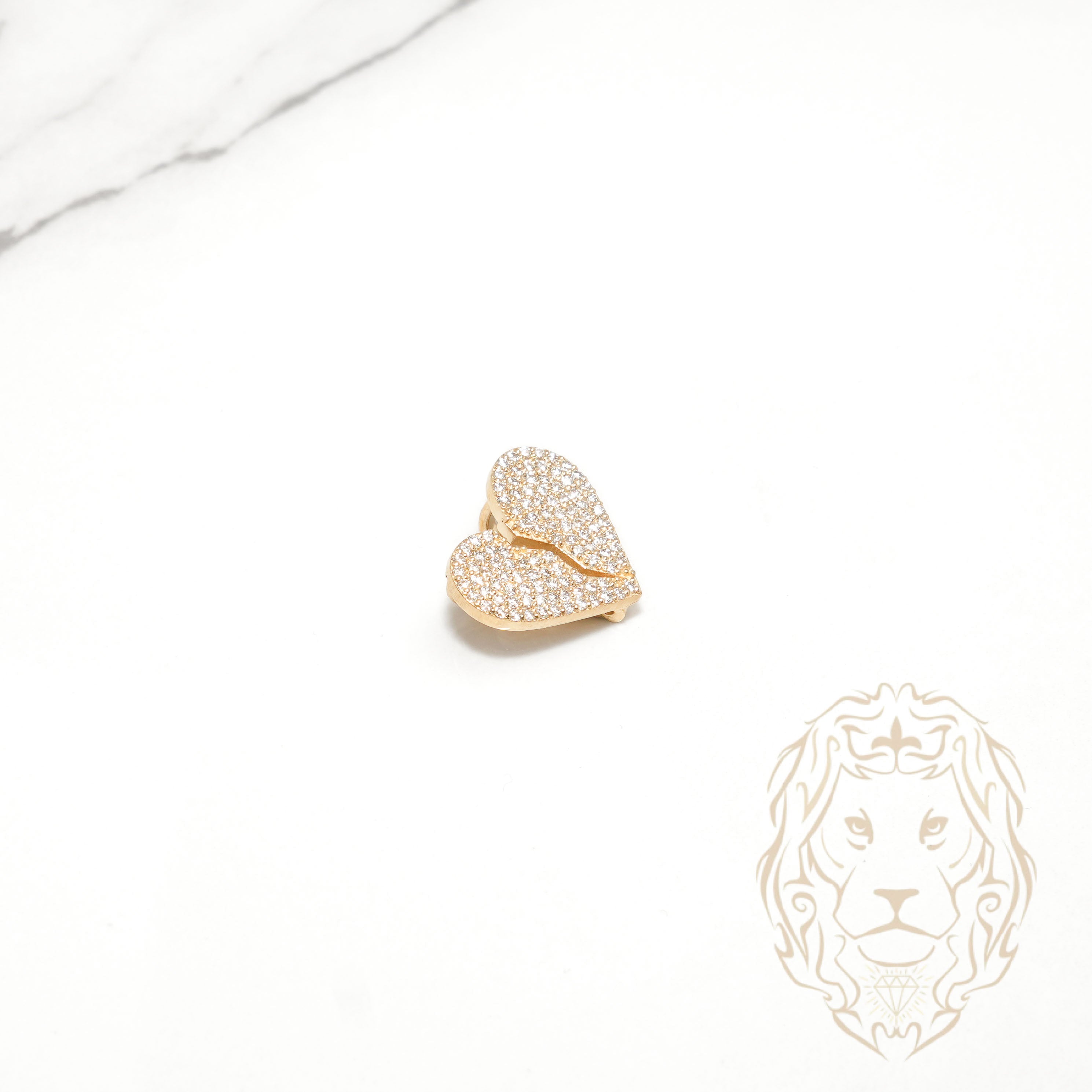 Pendentif - Or 10K jaune bail coeur brisé pavé de diamants de laboratoire 1.00TCW - PEGL060