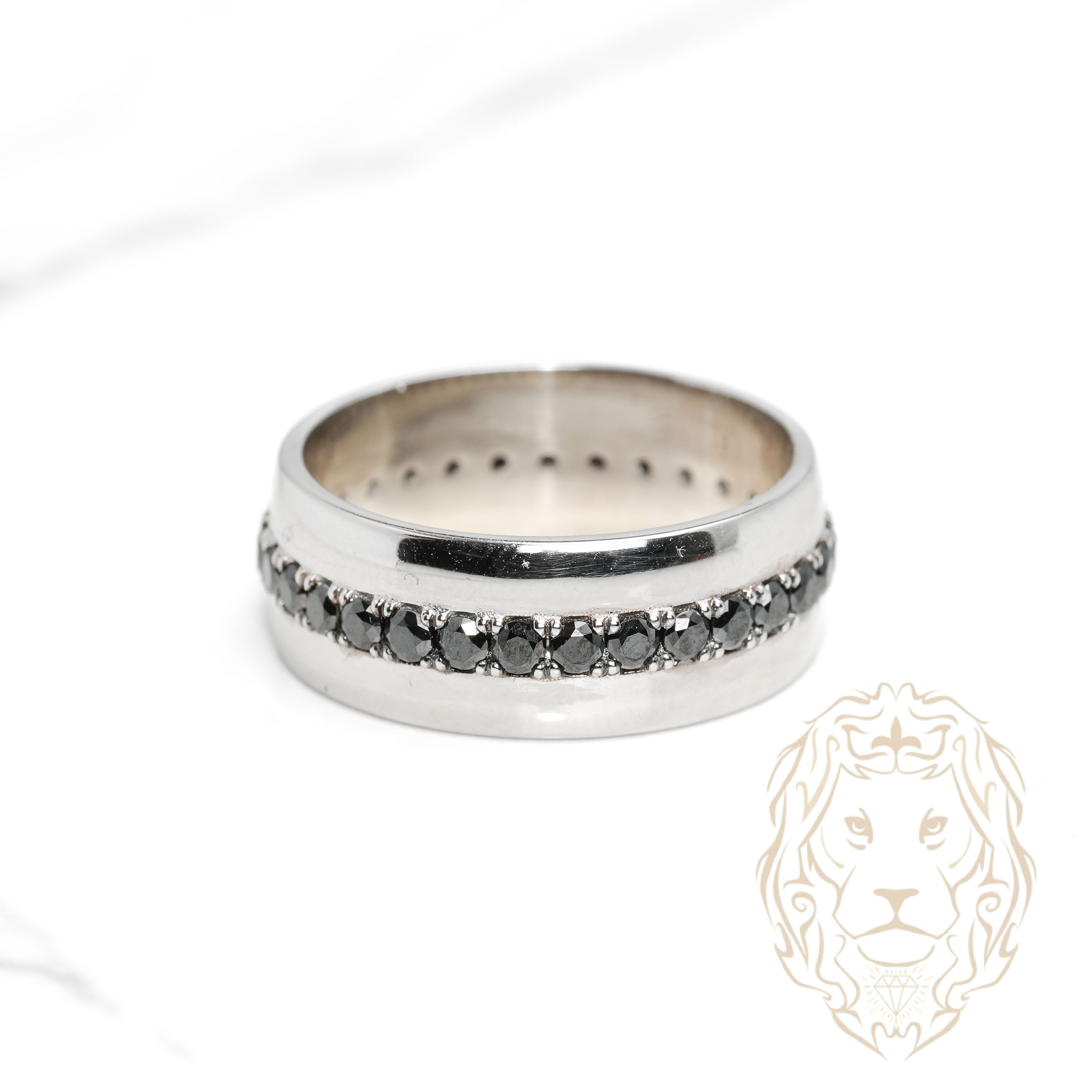 Bague - Or 14K blanc alliance éternité sertie de diamants noirs naturels 2.00TCW - RIGD609