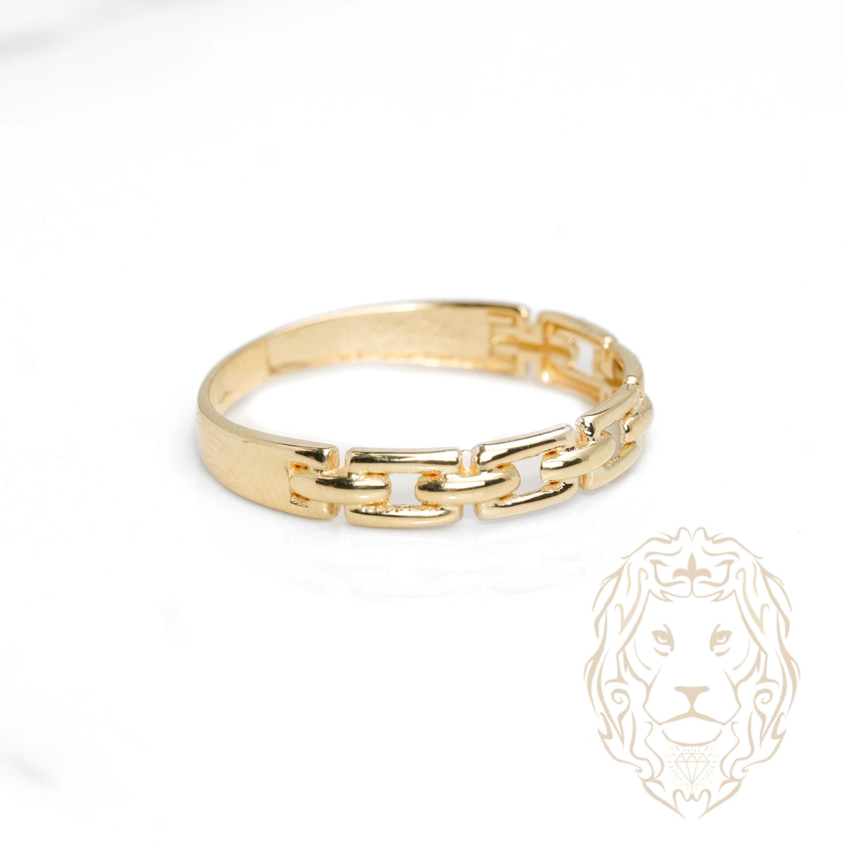 Bague - Or 10K jaune maillons rectangulaires - RIG1087