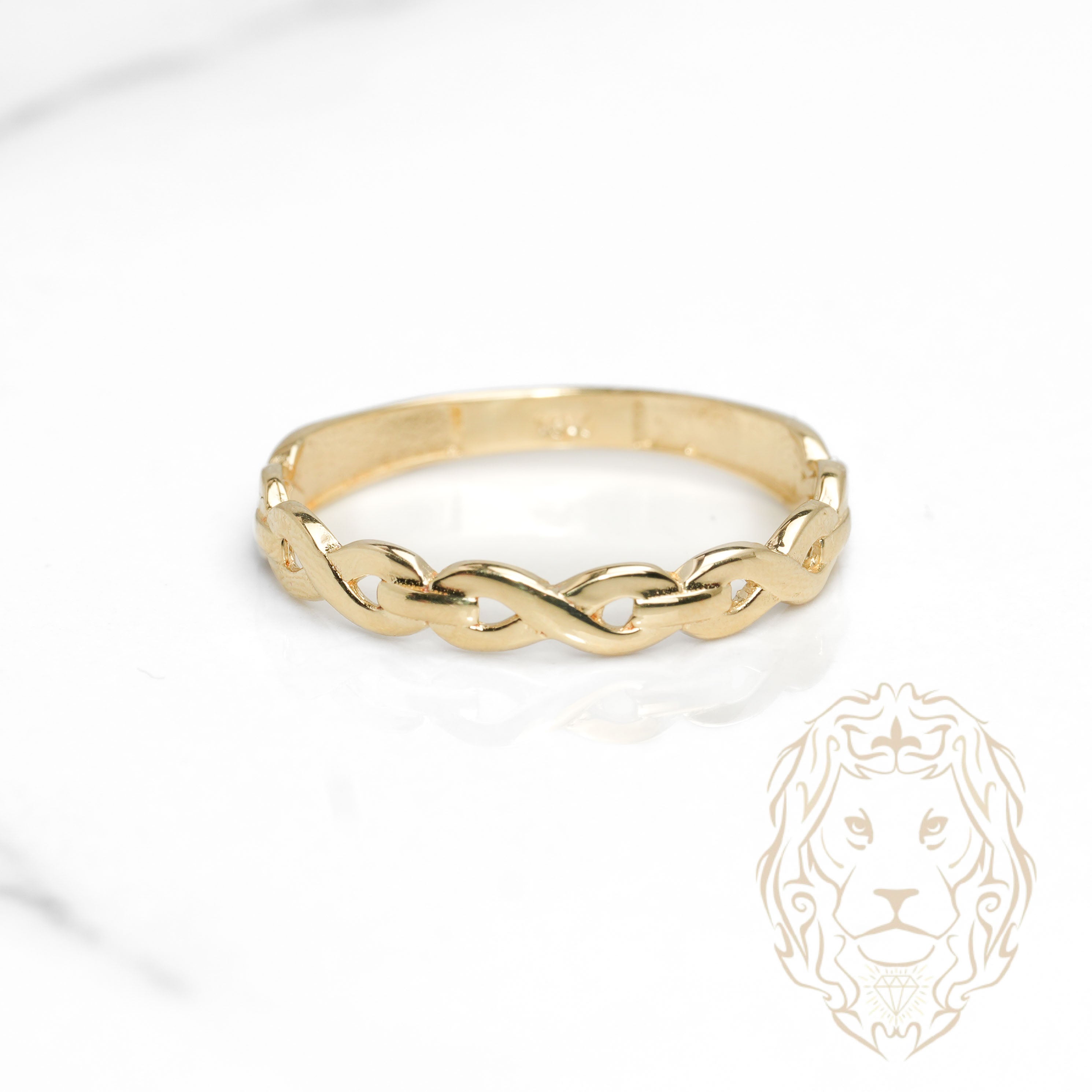 Bague - Or 10K jaune maillons infini - RIG1090