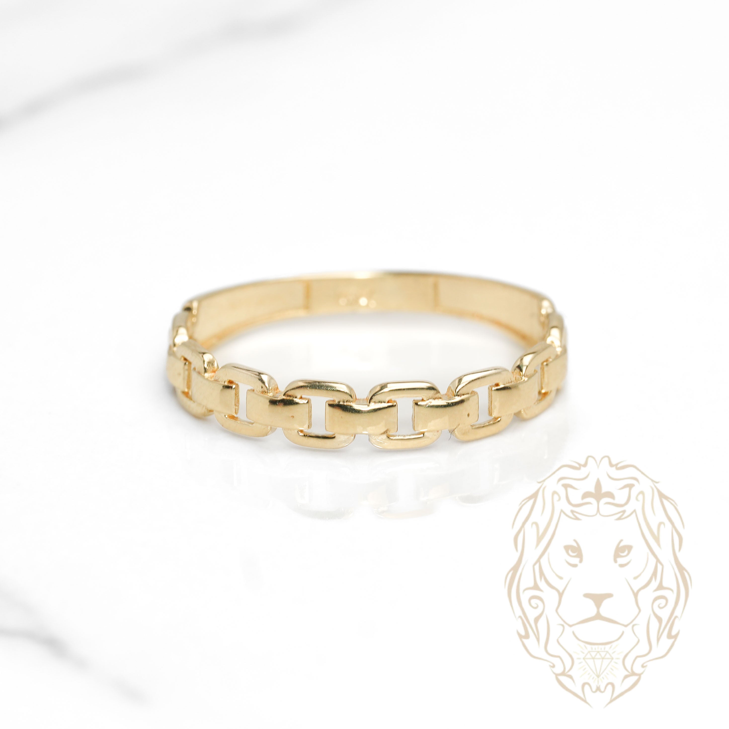 Bague - Or 10K jaune maillons rectangulaires - RIG1091