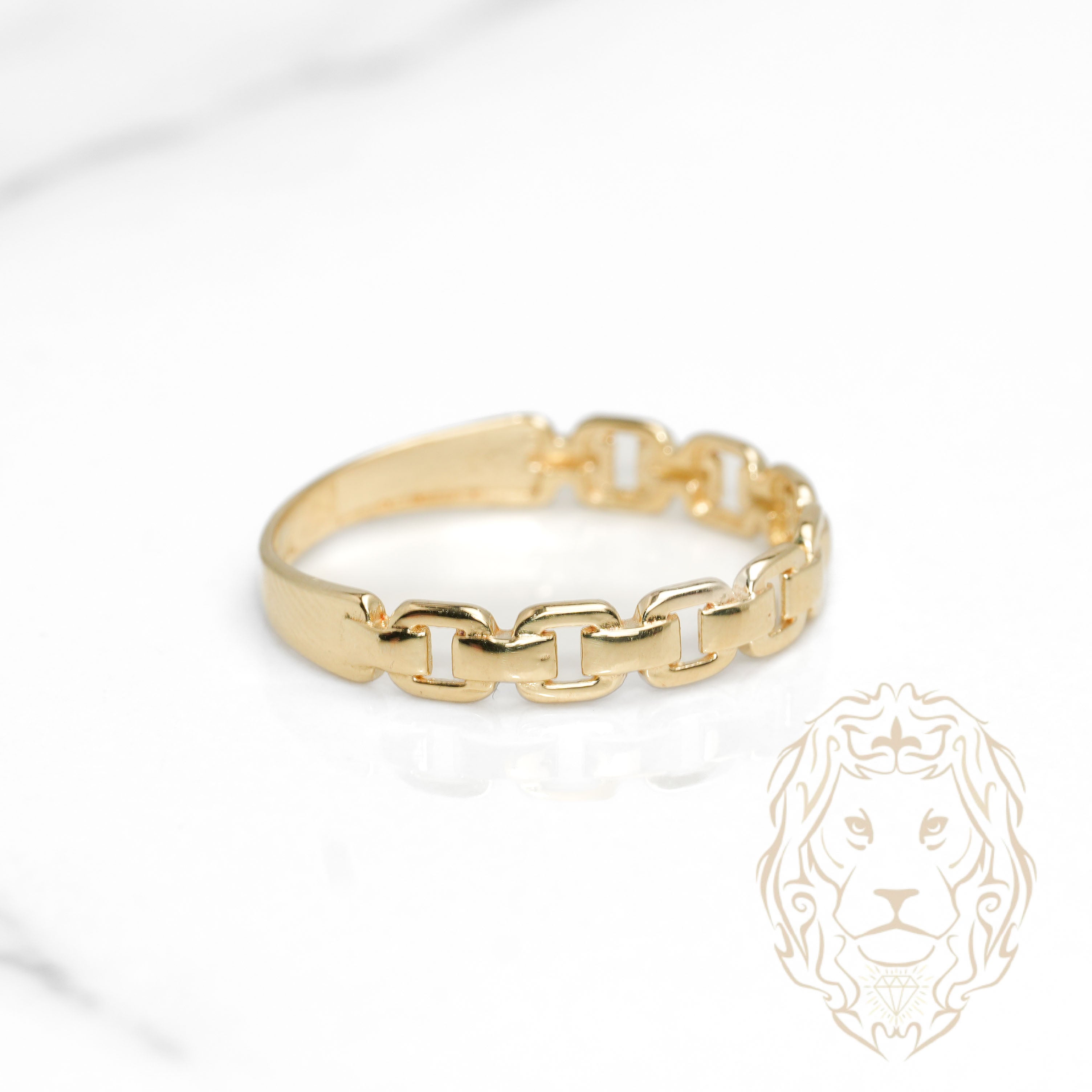Bague - Or 10K jaune maillons rectangulaires - RIG1091