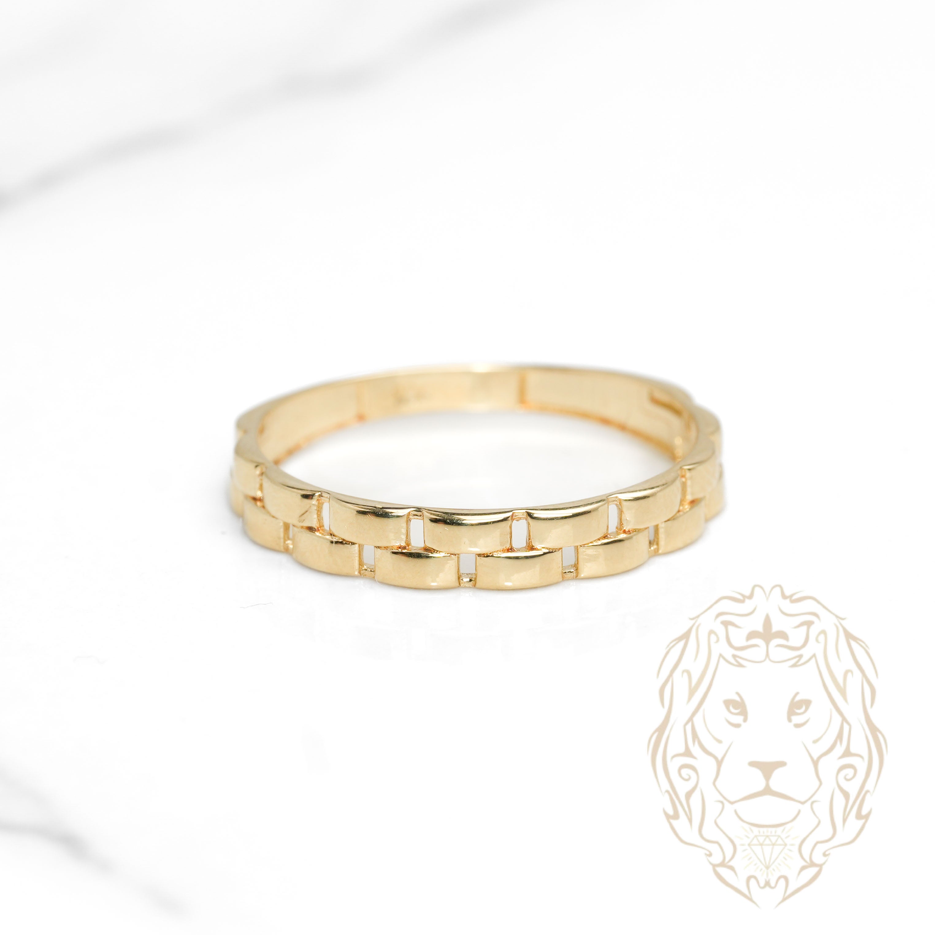 Bague - Or 10K jaune motif rectangulaire - RIG1092