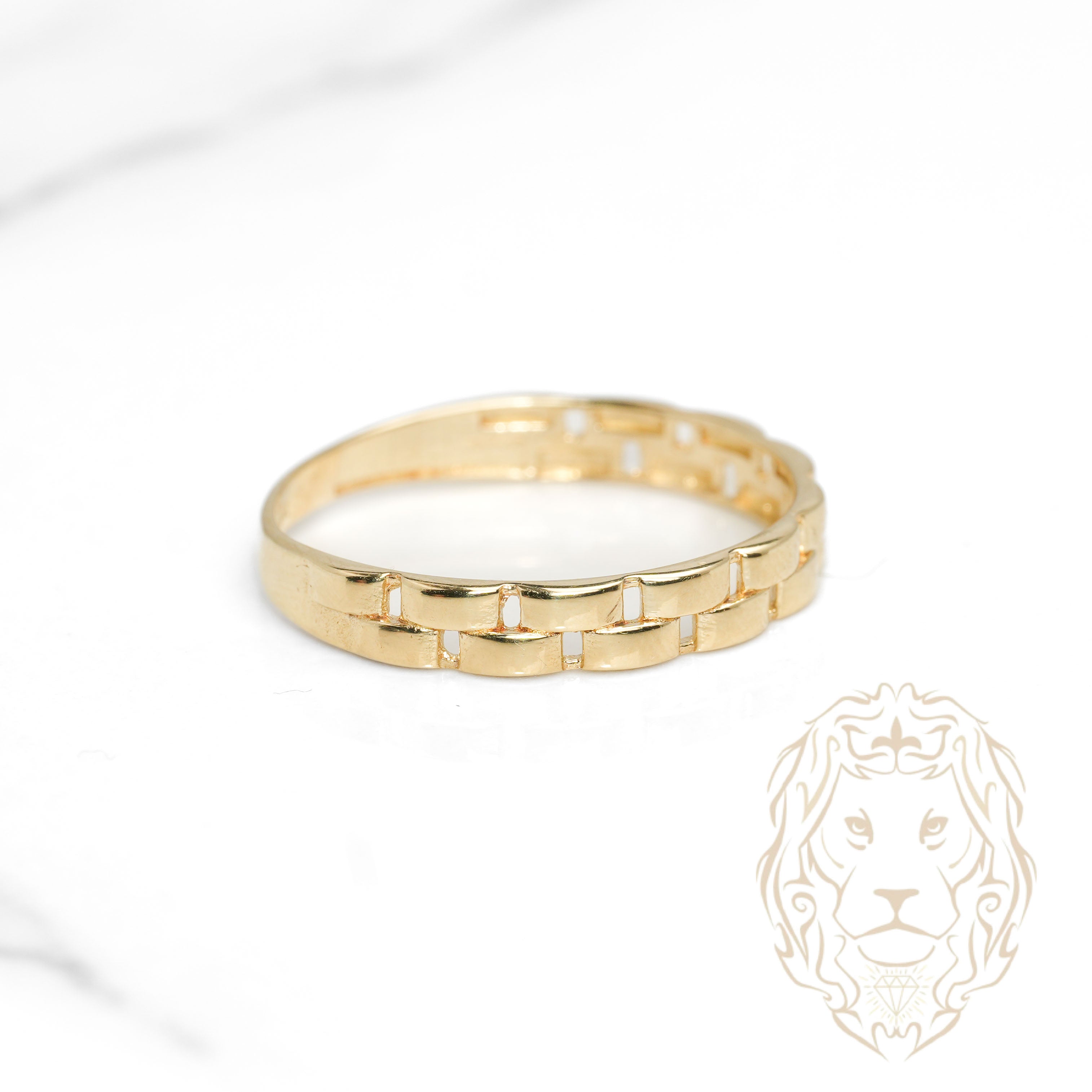 Bague - Or 10K jaune motif rectangulaire - RIG1092