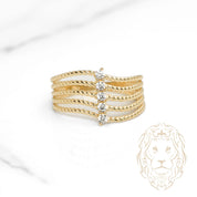 Bague - Or 10K jaune faux-stack twist & pierres cz - RIG1093