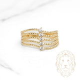 Bague - Or 10K jaune faux-stack twist & pierres cz - RIG1093