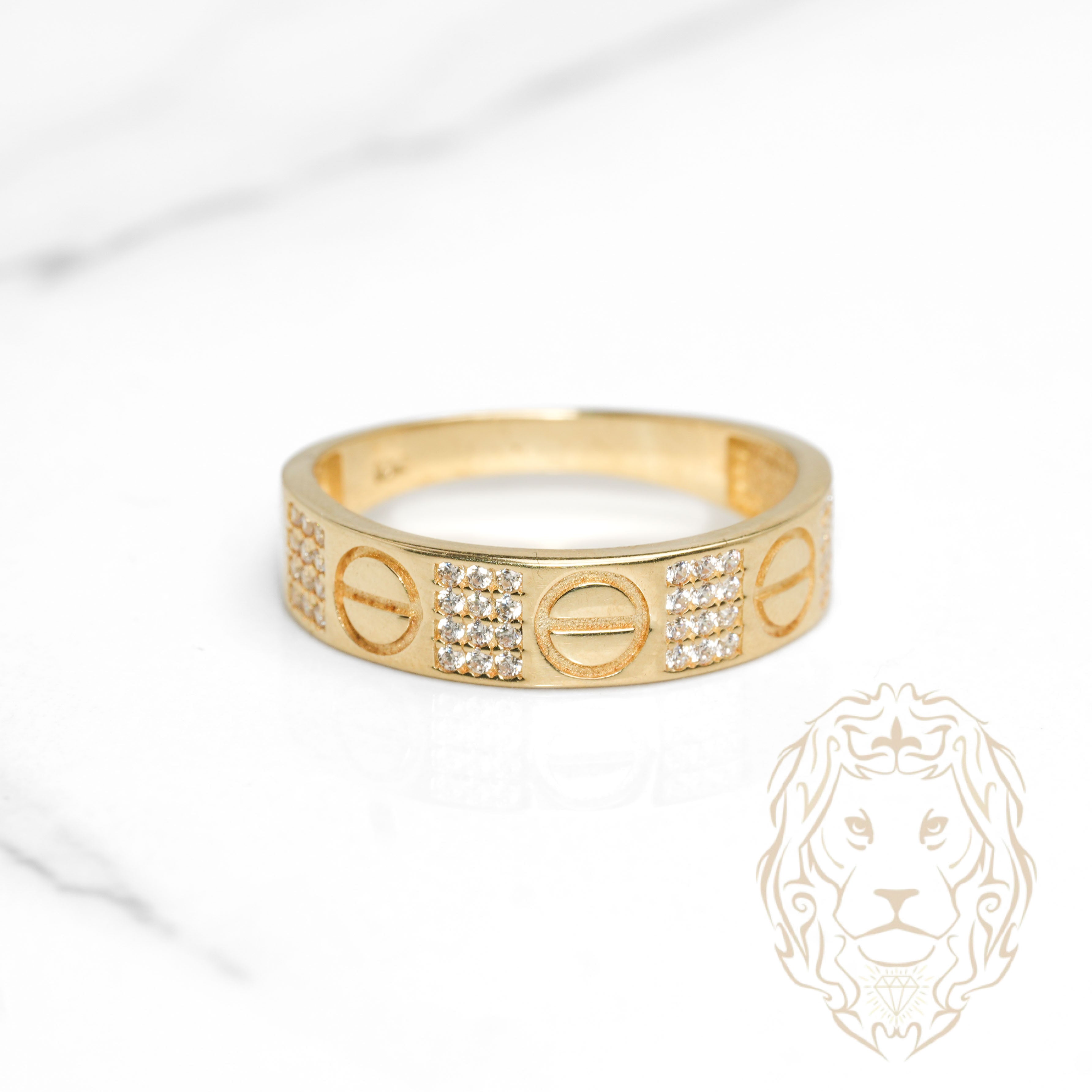 Bague - Or 10K jaune amour pavé de cz - RIG1097