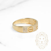 Bague - Or 10K jaune amour pavé de cz - RIG1097
