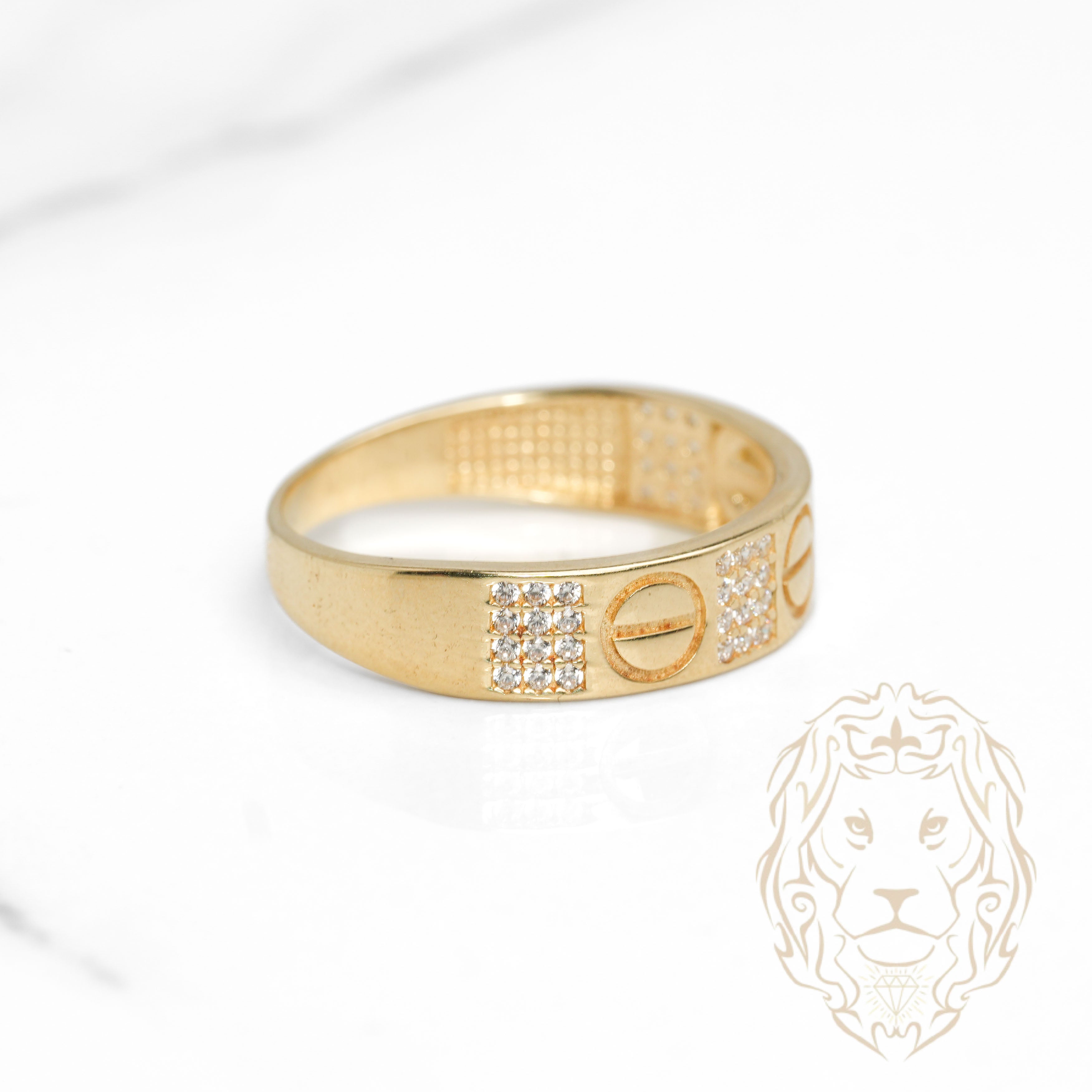 Bague - Or 10K jaune amour pavé de cz - RIG1097