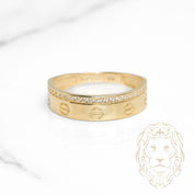 Bague - Or 10K jaune amour semi-éternité pavé de cz - RIG1098
